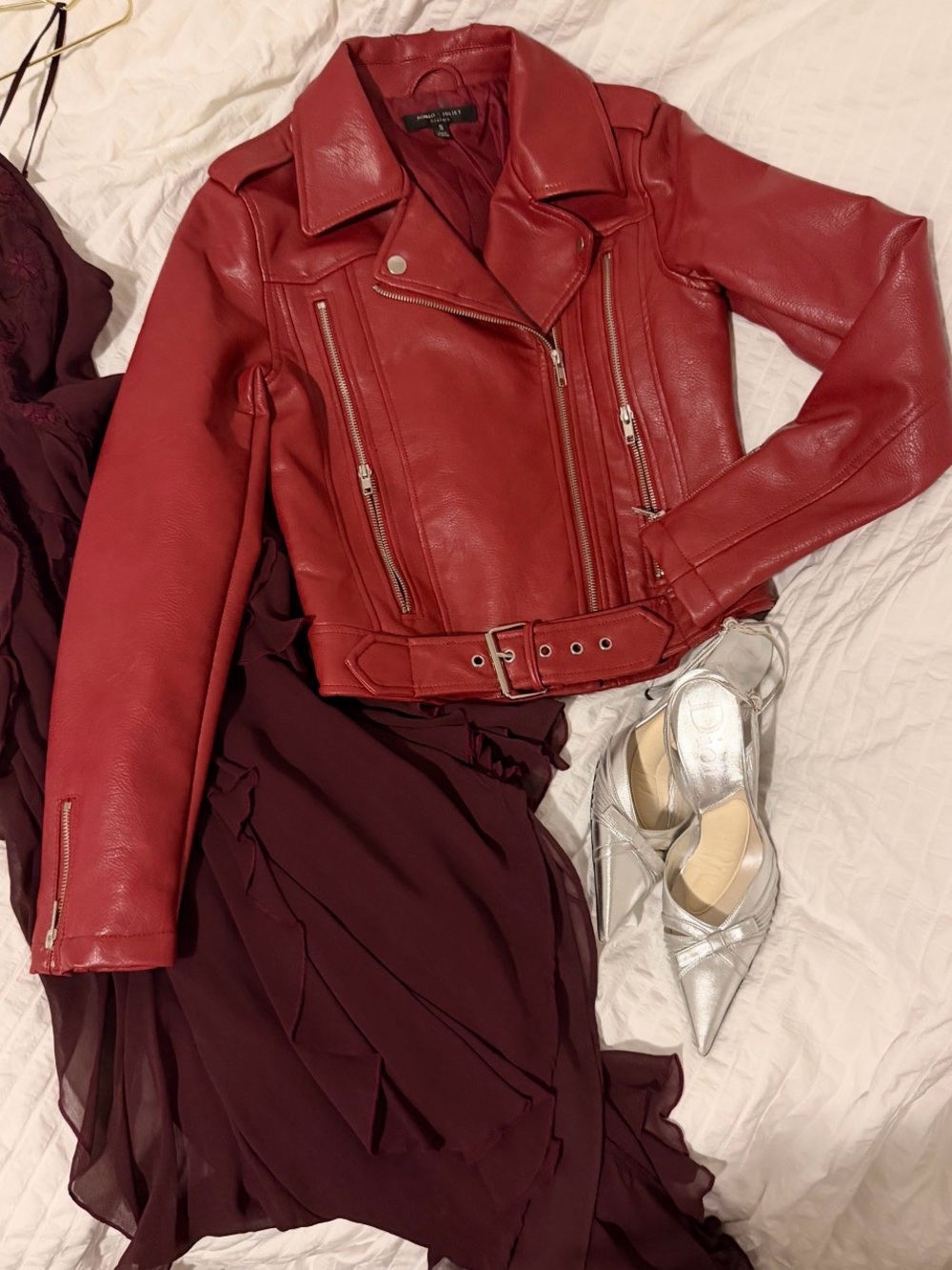 Most perfect going out red leather jacket
